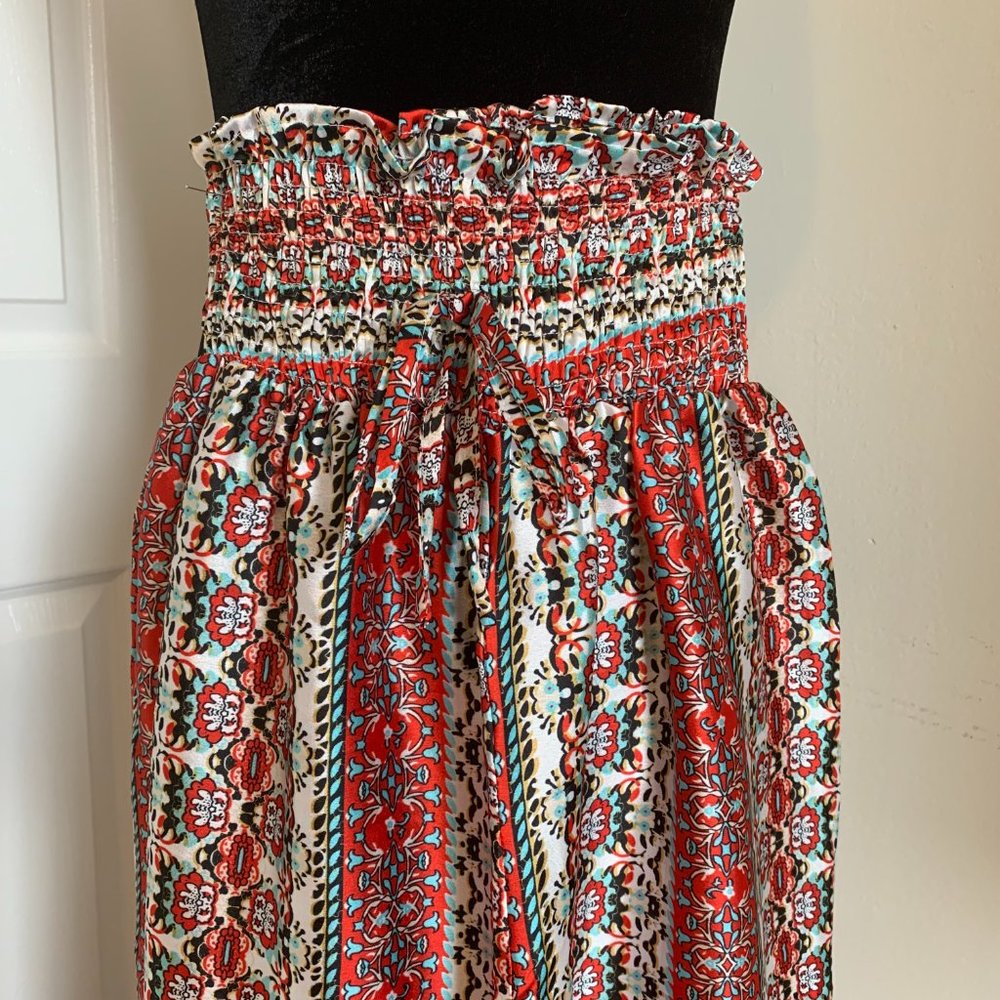 Boho Shirred Waist Wide Leg Pant - Picture 5 of 6